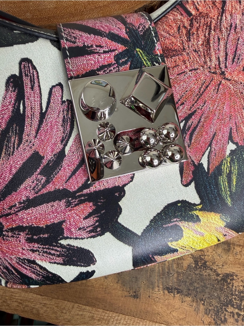 Christian Louboutin Carasky Mini Floral Hanabi Leather Shoulder/Crossbody Bag - Picture 7 of 13